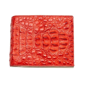 Cartera para hombre de piel de cuerno de cocodrilo genuino rojo