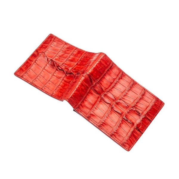 Red Genuine Crocodile Tail Mens Wallet