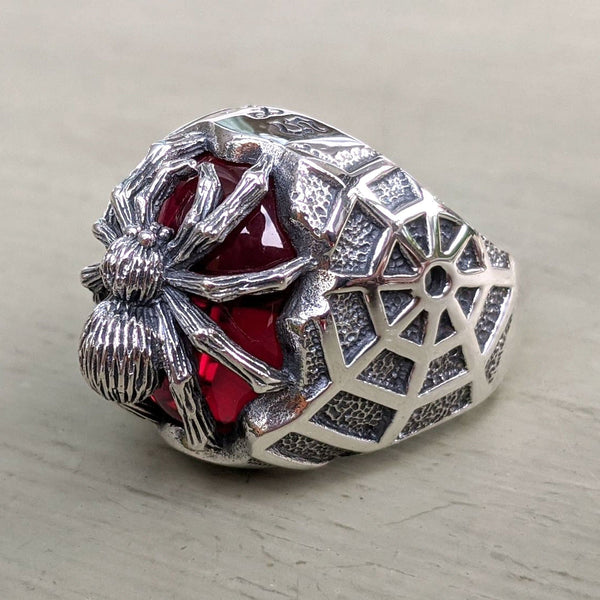 Red Stone Spider Ring
