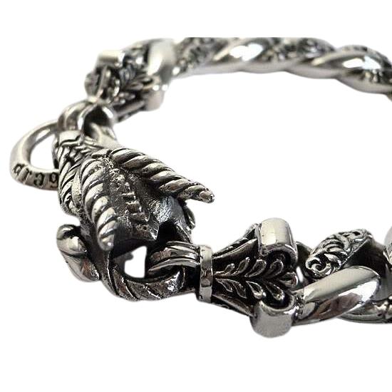 Sterling Silver Rider Dragon Mens Bracelet