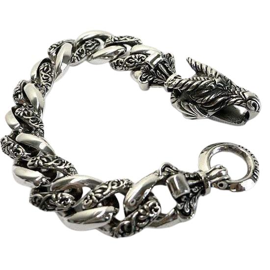 Bracelet homme dragon cavalier en argent sterling