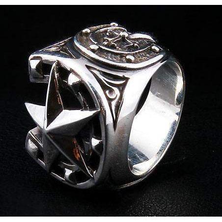 Mittelalterlicher Hufeisen-Rockstar-Ring aus Sterlingsilber