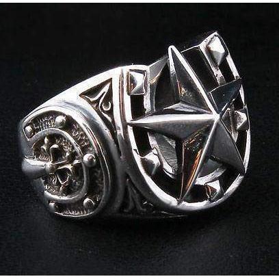 Sterling Silver Medieval Horseshoe Rock Star Ring