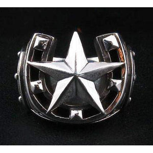 Bague étoile de roche en fer à cheval médiévale en argent sterling