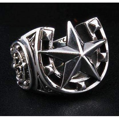 Mittelalterlicher Hufeisen-Rockstar-Ring aus Sterlingsilber