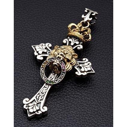 Silver Royal Crown Lion Cross Mens Pendant
