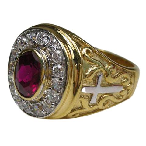 Кольца епископа из желтого золота с рубином
