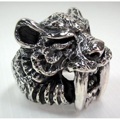 Sterling Silver Sabre Tooth Tiger Ring