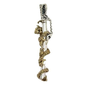 Brass Sterling Silver Samurai Dragon Sword Mens Pendants