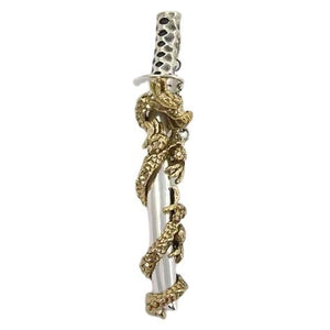 Brass Sterling Silver Samurai Dragon Sword Mens Pendants