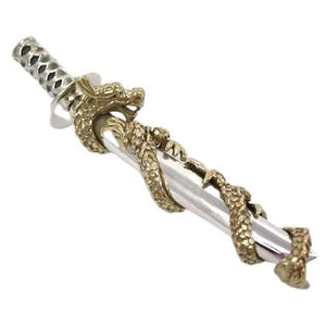 Brass Sterling Silver Samurai Dragon Sword Mens Pendants