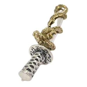 Brass Sterling Silver Samurai Dragon Sword Mens Pendants