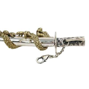 Brass Sterling Silver Samurai Dragon Sword Mens Pendants