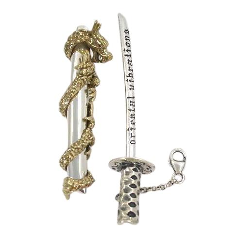 Мужские подвески с мечом самурая и драконом из стерлингового серебра из латуни