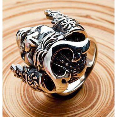 Кольца с маской самурая из стерлингового серебра