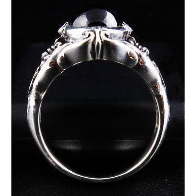 Silver Medieval Black Onyx Mens Ring