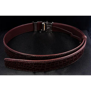Shiny Dark Brown Stomach Crocodile Belt