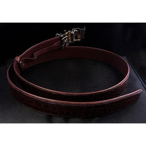 Shiny Dark Brown Stomach Crocodile Belt