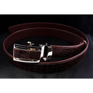 Shiny Dark Brown Stomach Crocodile Belt