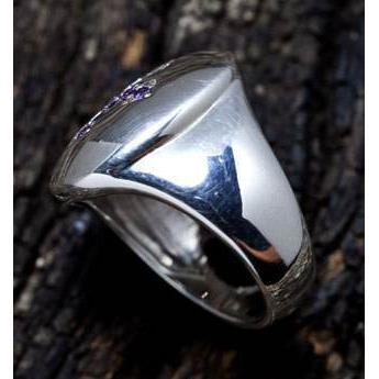 Amethyst Silver Cross Christian Ring