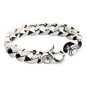 Heavy Sterling Silver Curb Link Bracelet: Full view of heavy sterling silver curb bracelet with open trigger clasp