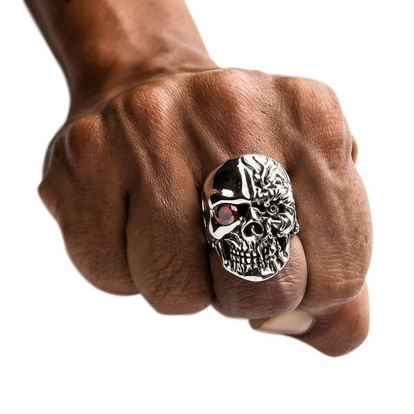 925 Sterling Silber Cyborg Totenkopf Ring
