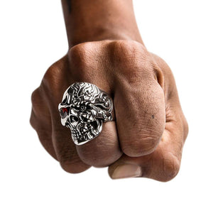 925 Sterling Silber Cyborg Totenkopf Ring