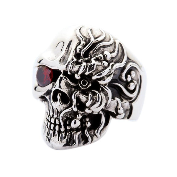 925 Sterling Silver Cyborg Skull Ring