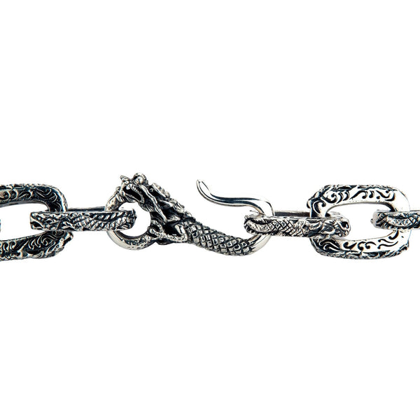 Sterling Silver Dragon Mens Necklace
