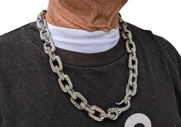 Sterling Silber Drachen Herren Halskette