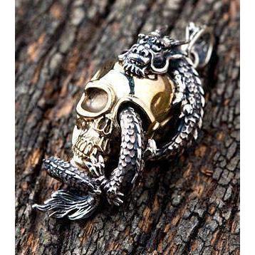 Silver Dragon Skull Pendant