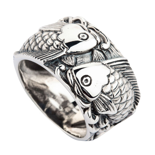 Мужское обручальное кольцо Silver Fish Koi