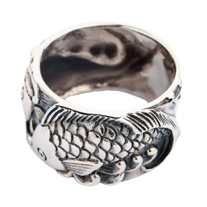 Silver Fish Koi Mens Wedding Bands Ring