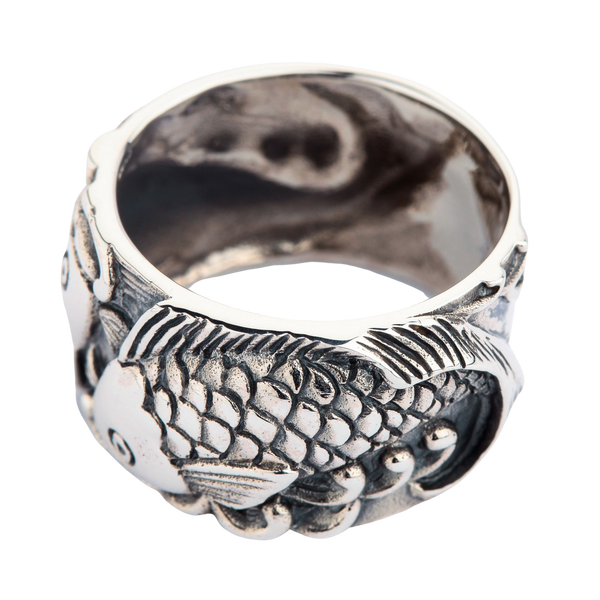 Мужское обручальное кольцо Silver Fish Koi
