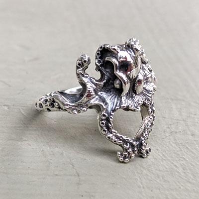Silver Octopus Womens Ring