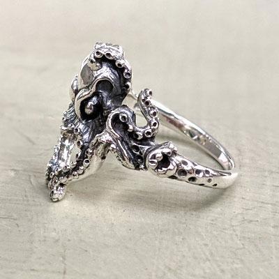 Silver Octopus Womens Ring