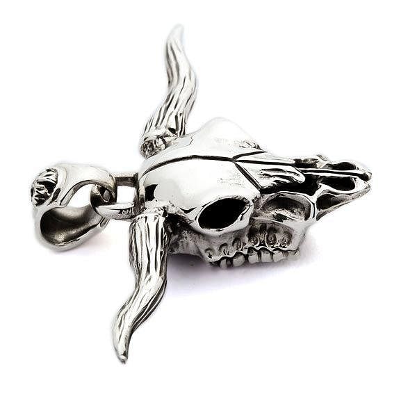 Sterling Silver Buffalo Skull Bull Pendant