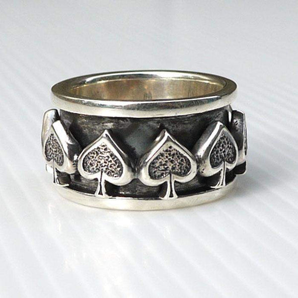Anello rotante a forma di vanga in argento sterling 925