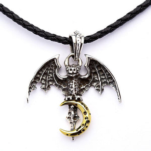 Silver Vampire Bat Gothic Pendant Necklace