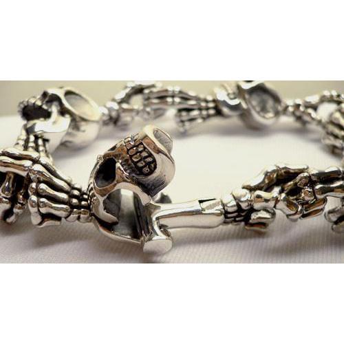 Серебряные браслеты со скелетами и костями черепа