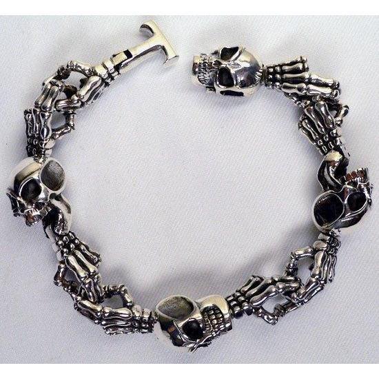 Серебряные браслеты со скелетами и костями черепа