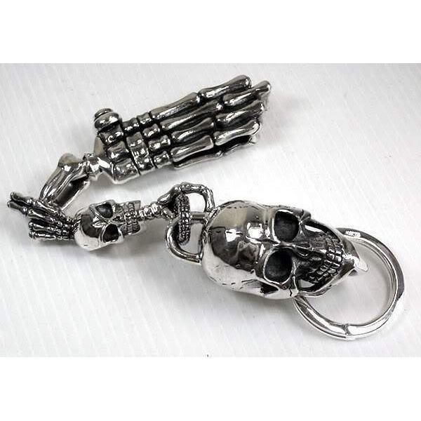 Silver Skeleton Hand Skull Key Chain