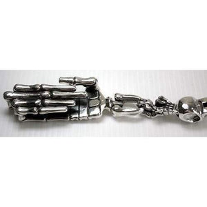 Skeleton Hand Skull Sterling Silver Keychain, skeleton hand detail