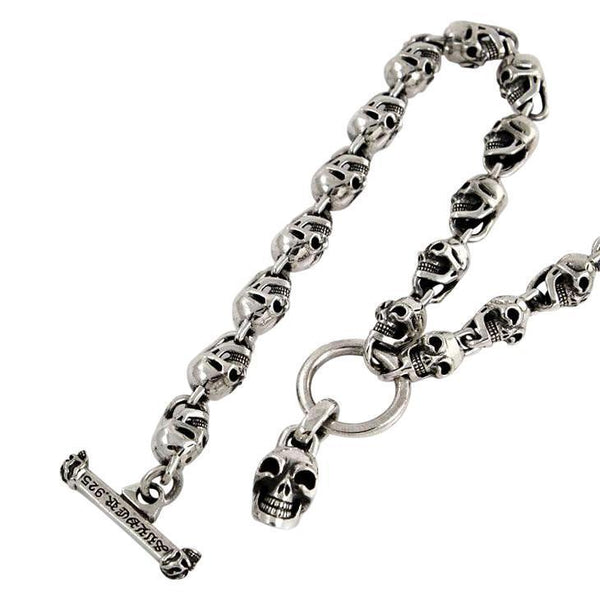 Catena da motociclista in argento sterling 925 con teschio Catena da motociclista in argento sterling 925 con teschio