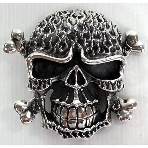Silver Skull Bone Biker Belt Buckle