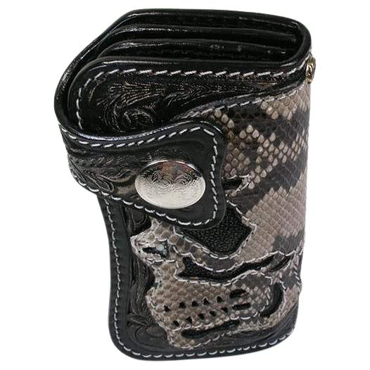 Totenkopf Biker Geldbörsen aus echtem Cobra-Leder