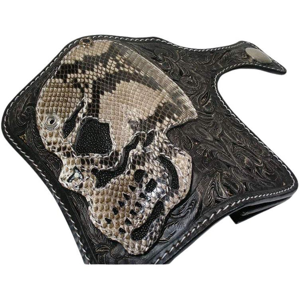Portefeuilles de motard en cuir véritable de cobra Skull