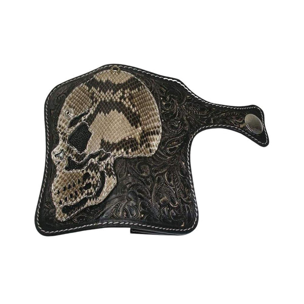 Portefeuilles de motard en cuir véritable de cobra Skull