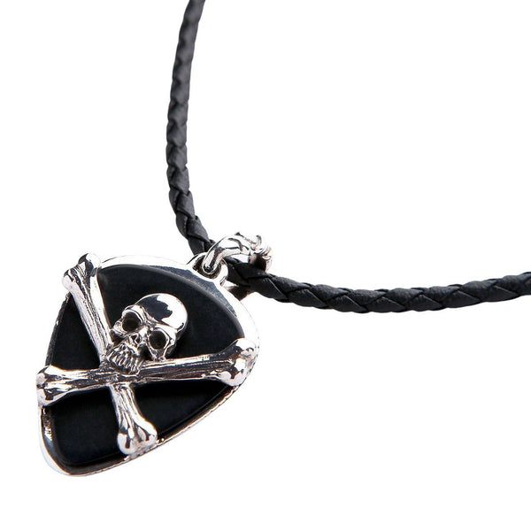 Ожерелье с подвеской для гитары с черепом и костями