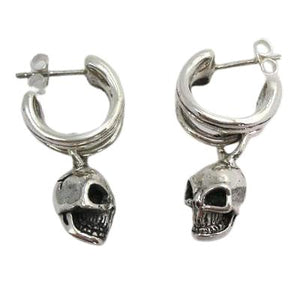 Orecchini pendenti in argento sterling con teschio punk